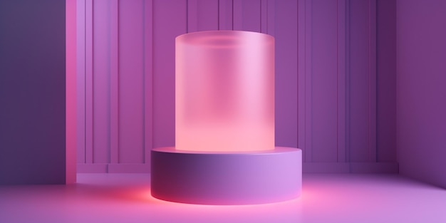 Uma luz led rosa com um fundo roxo