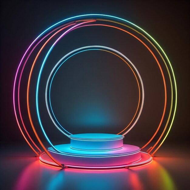 Uma luz neon com um objeto redondo no meio