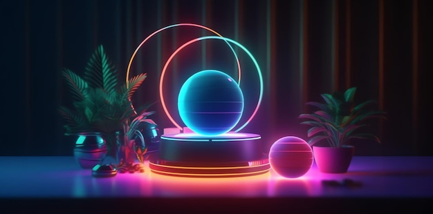 Uma luz neon com uma bola no meio