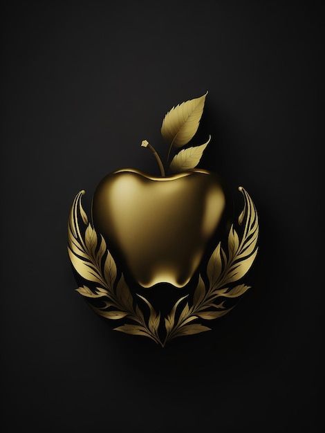 Uma maçã dourada com uma coroa de louros no centro