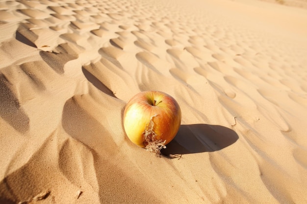 uma maçã na areia