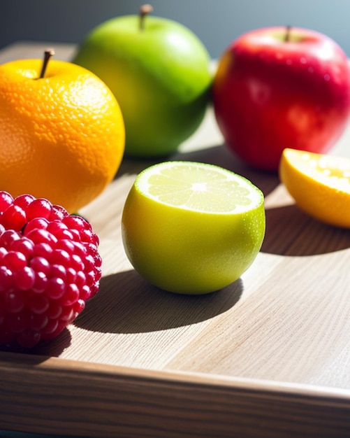 Uma maçã verde está ao lado de um morango vermelho