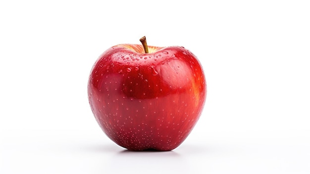 Uma maçã vermelha com um ponto verde nas costas.