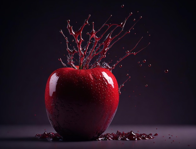 Uma maçã vermelha com um pouco de água