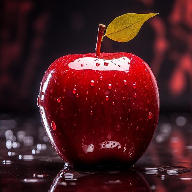 Uma maçã vermelha com uma superfície brilhante