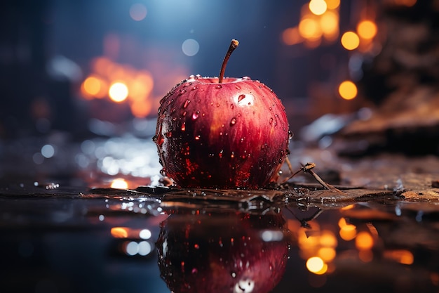 Uma maçã vermelha com uma superfície lisa e um atraente aroma generativo AI