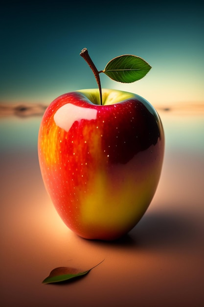 Uma maçã vermelha numa maçã cortada