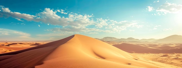 Uma magnífica duna de areia cercada por um vasto deserto criando uma paisagem natural deslumbrante