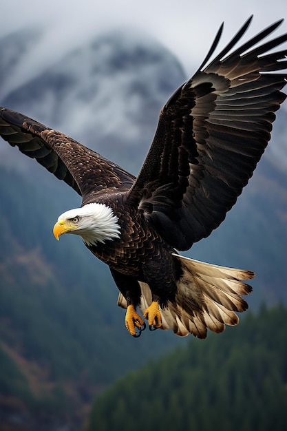 Foto uma majestosa águia em voo