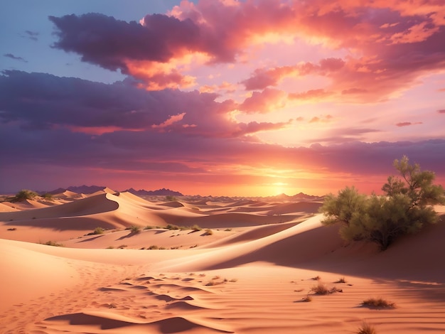 uma majestosa cena do deserto com dunas de areia estendendo-se até o horizonte