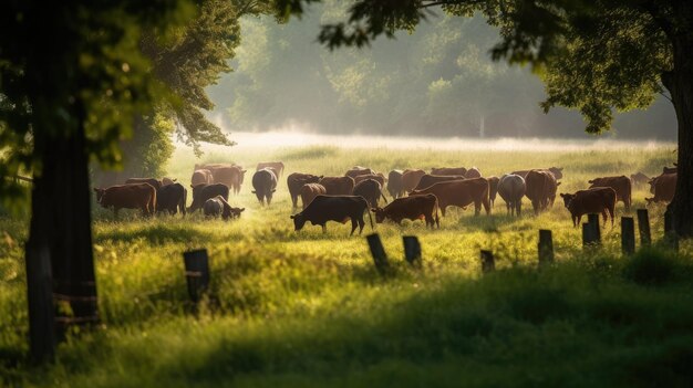 Uma manada de vacas satisfeitas