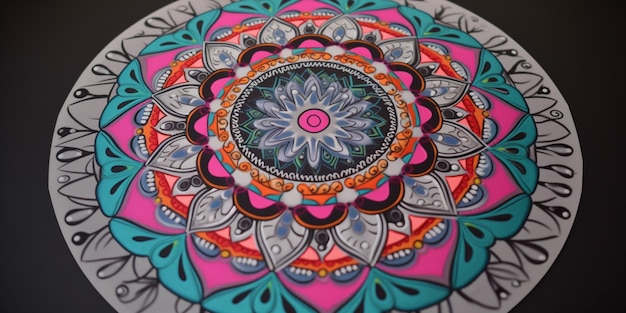 Uma mandala colorida com a letra o nela