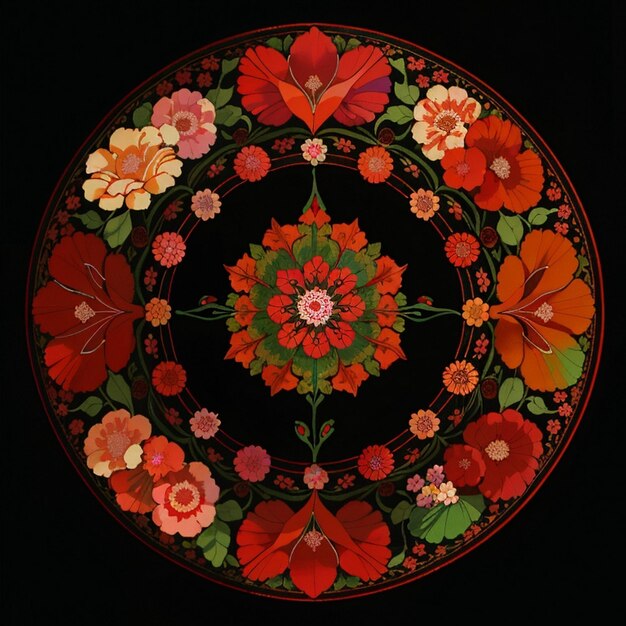 Uma mandala colorida com flor generativa ai