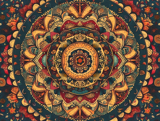 Uma mandala colorida com um padrão de cores diferentes.