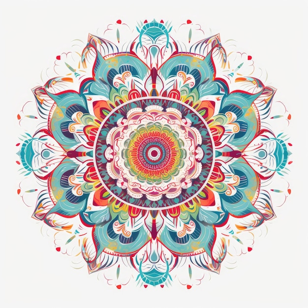 Uma mandala colorida com um padrão floral.