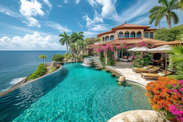Uma mansão costeira aninhada num exuberante oásis tropical.