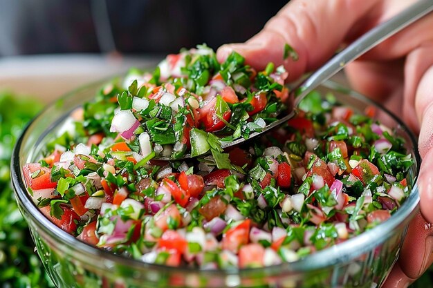 Uma mão dando uma porção de salsa picante