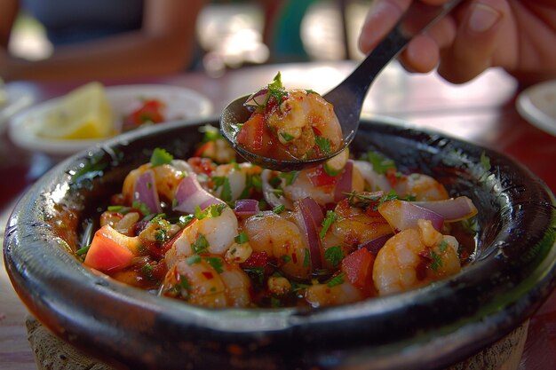 Uma mão dando uma porção de salsa picante