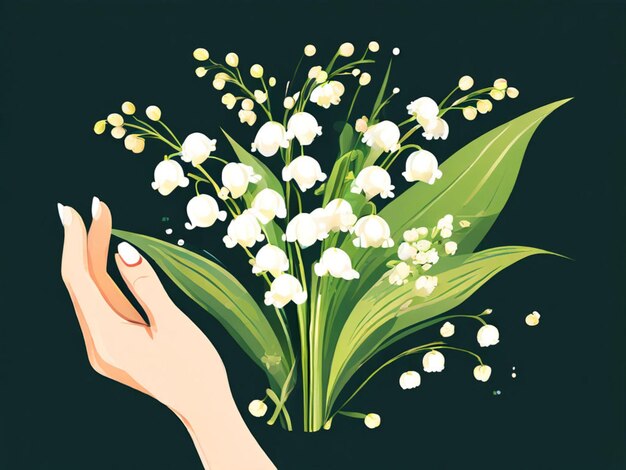 Foto uma mão segurando um bouquet de flores que diz lírios