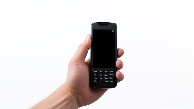 uma mão segurando um telefone Nokia preto com a hora de 4 : 00.