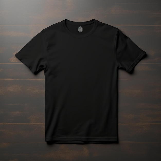 Foto uma maquete de camiseta totalmente preta em branco com estrutura de fundo escuro