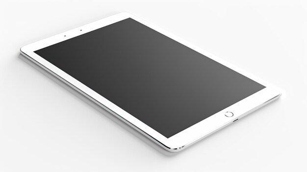 Uma maquete realista de um tablet isolado em fundo branco vista superior