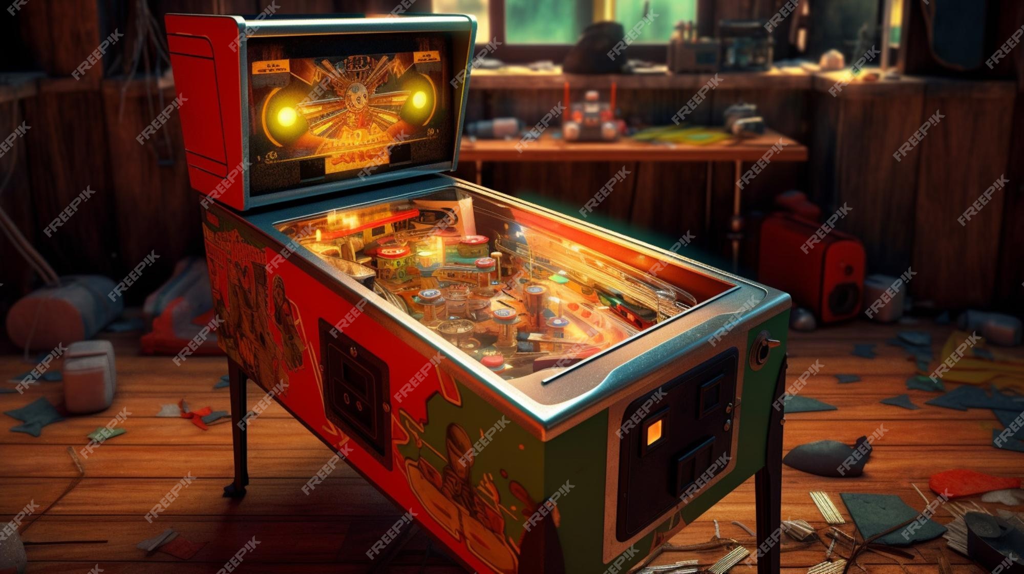 Uma máquina de pinball retrô