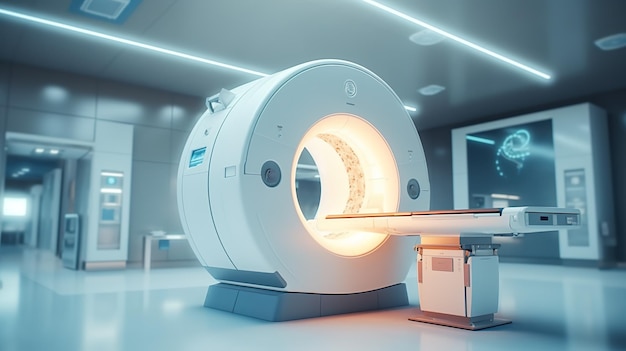 Uma máquina de ressonância magnética em uma imagem ai generativa de quarto de hospital