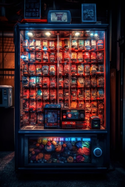 Uma máquina de venda automática com muitas fichas