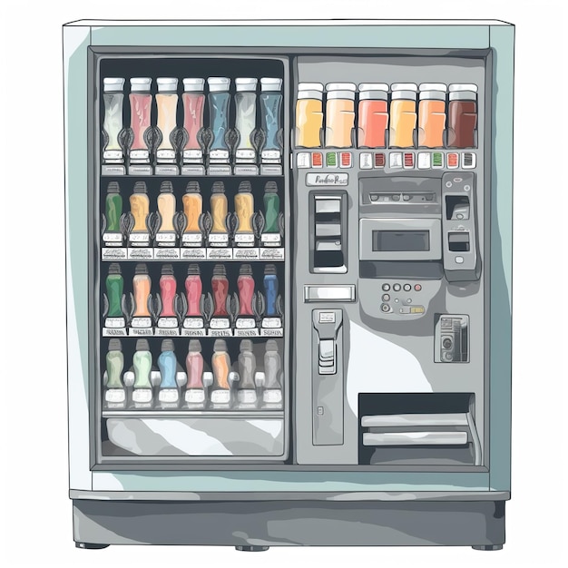uma máquina de venda automática que tem muitas bebidas