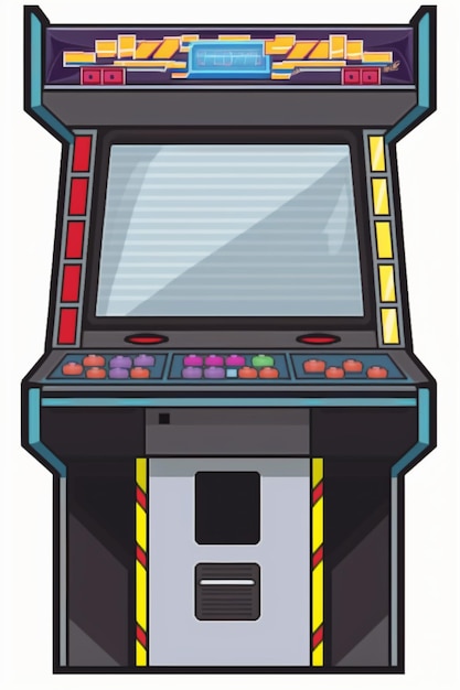 uma máquina de videogame estilo desenho animado com uma IA generativa de tela grande