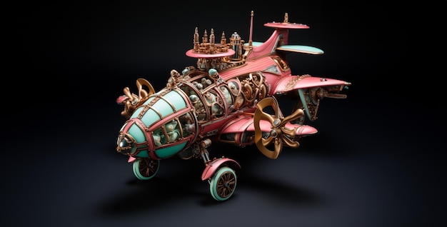 uma máquina voadora steampunk feita de hortelã-pimenta