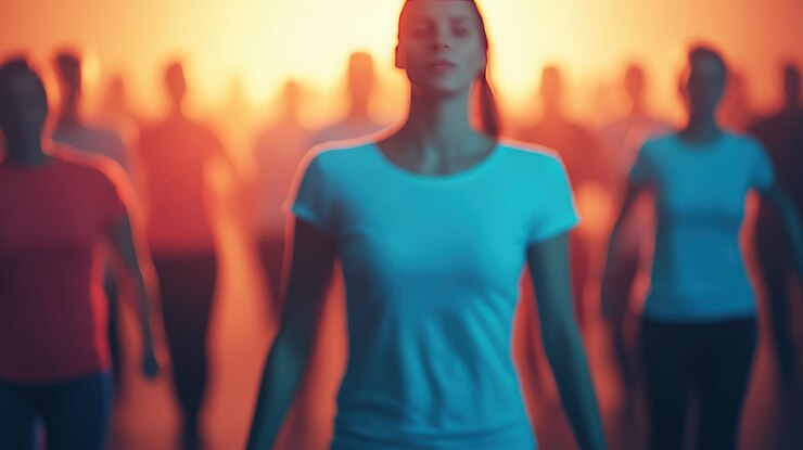 Foto uma maratona de dança de caridade com participantes dançando
