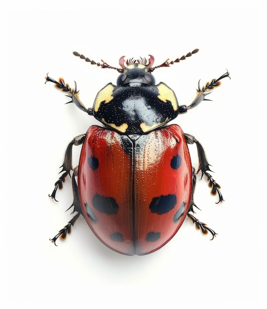 Foto uma mariposa vermelha com manchas pretas nas costas