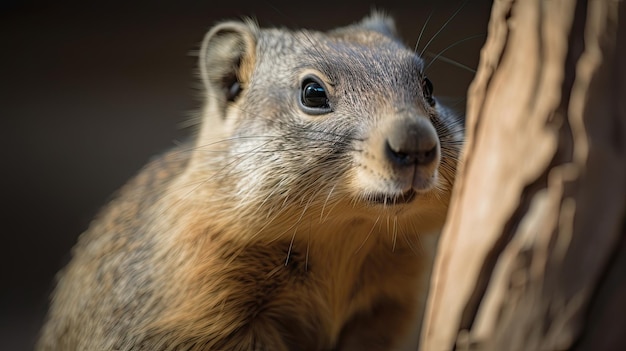 Uma marmota olhando para a câmera