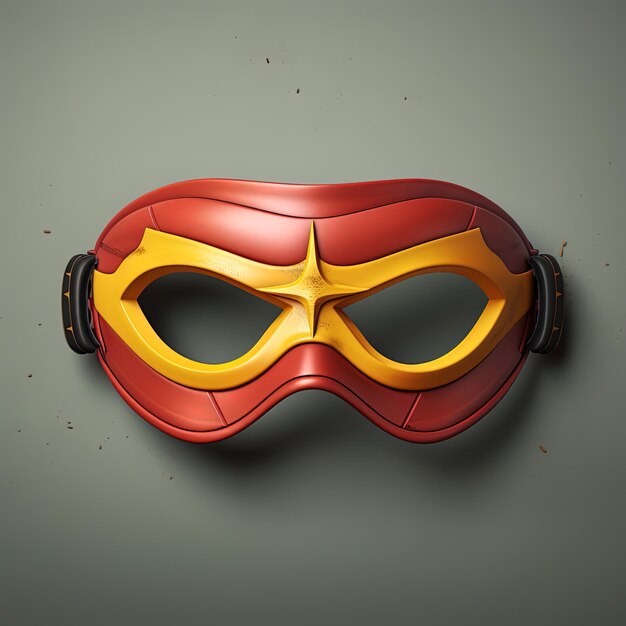 uma máscara com uma máscara amarela e vermelha