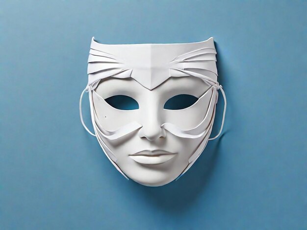 Foto uma máscara de rosto branca triste conceito de segunda-feira azul