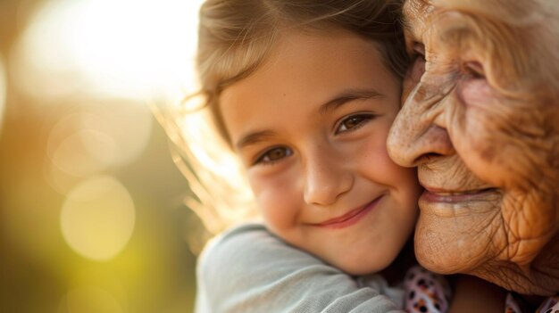 Uma menina abraçando uma mulher mais velha em uma foto ai