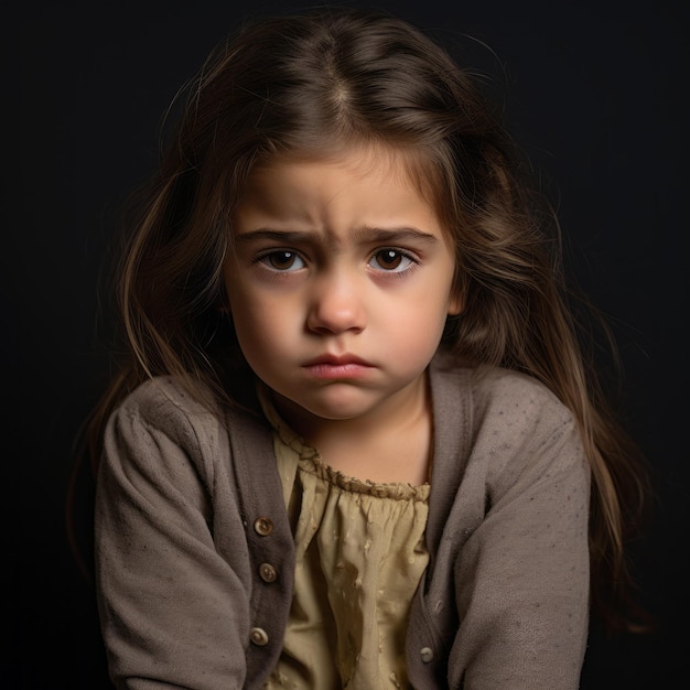 uma menina com cabelos longos e olhos castanhos