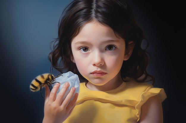 uma menina com uma borboleta na mão