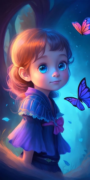 Uma menina com uma borboleta