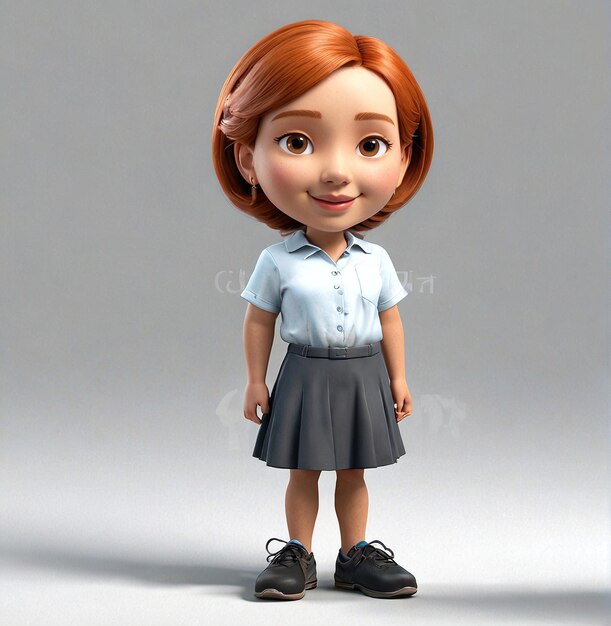 uma menina de uniforme escolar