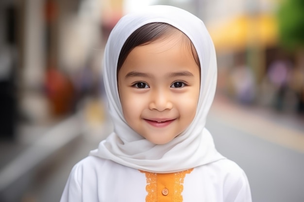 uma menina indonésia sorri para a câmera