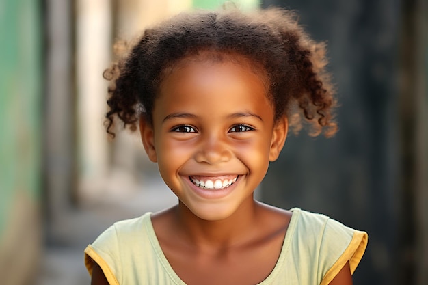 uma menina sorri para a câmera