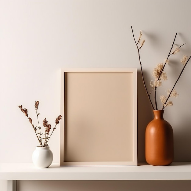 Uma mesa branca com vasos e flores