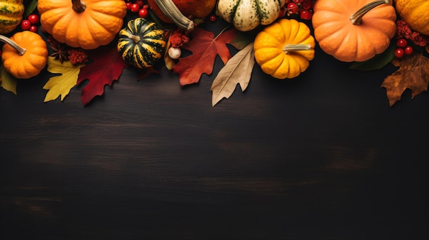 uma mesa com um monte de abóboras e outras decorações de outono