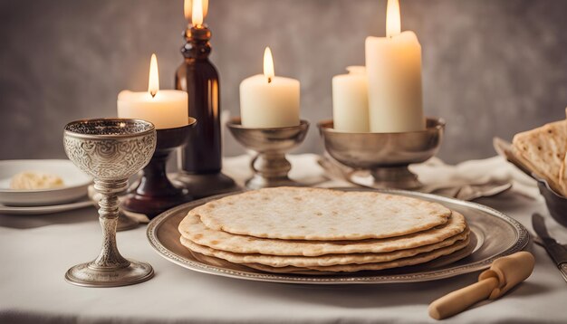 uma mesa com um prato de comida e uma vela que diz a palavra sobre ele