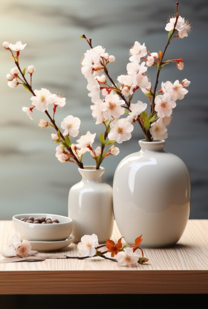 uma mesa de café branca com uma cadeira laranja e um vaso branco i