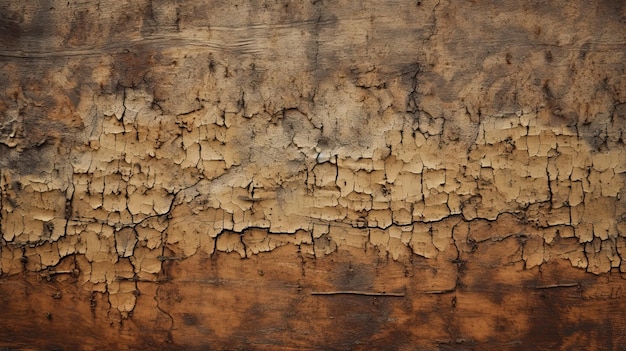 Uma mesa de madeira com textura de tinta marrom e branca.