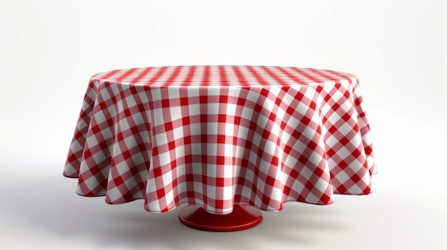 Uma mesa redonda coberta com uma mesa vermelha e branca Generative AI